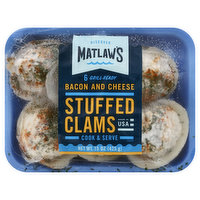 Matlaw's Clams, Stuffed, Bacon & Cheese, 6 Each