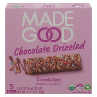 MadeGood Granola Bars, Chocolate Drizzled, Birthday Cake Flavor, 5 Each