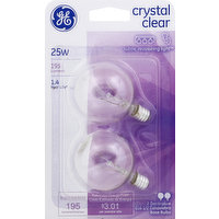 GE Light Bulbs, Crystal Clear, 25 Watts, 2 Each