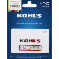 Kohl's Gift Card, $25, 1 Each