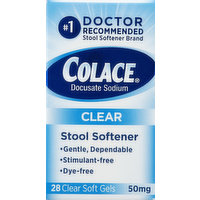 Colace Stool Softener, 50 mg, Clear Soft Gels, 28 Each