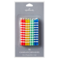 Hallmark Birthday Candles, Colorful Striped, 16 Each