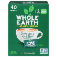 Whole Earth Sweeteners, Stevia Leaf & Monk Fruit, Packets, 40 Each