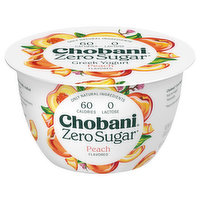 Chobani Yogurt, Greek, Nonfat, Zero Sugar, Peach Flavored, 5.3 Ounce