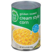 Food Club Corn, Golden Sweet, Cream Style, 14.75 Ounce