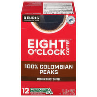 Eight O'Clock Coffee Coffee, Medium Roast, 100% Colombian Peaks, K-Cup Pods, 12 Each