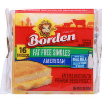 Borden Cheese Slices, Fat Free, American, Singles, 16 Each
