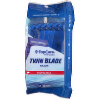 TopCare Razor, Twin Blade, Disposable, 12 Each