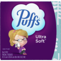 Puffs Facial Tissues, Ultra Soft, 2-Ply, 56 Each