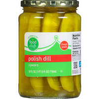 Food Club Pickles, Polish Dill, Spears, 24 Fluid ounce