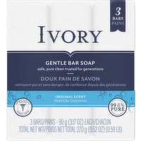 Ivory Bar Soap, Gentle, Original Scent, 3 Each