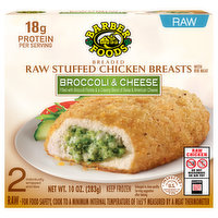 Barber Foods Stuffed Chicken Breasts, Broccoli & Cheese, Raw, Breaded, 2 Each