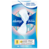 Always Pads, Regular Flow, Size 1, Unscented, 36 Each