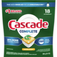 Cascade Dishwasher Detergent, Lemon Scent, Complete, Actionpacs, 9.4 Ounce