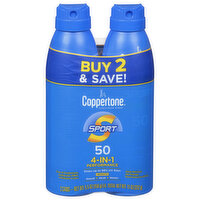 Coppertone Sunscreen Spray, SPF 50, 4-in-1, Performance, 2 Each