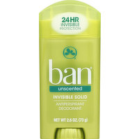 Ban Antiperspirant Deodorant, Invisible Solid, Unscented, 2.6 Ounce
