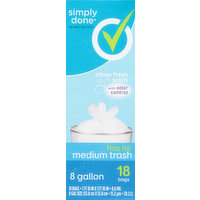 Simply Done Trash Bag, Flap Tie, Medium, Clean Fresh Scent, 8 Gallon, 18 Each