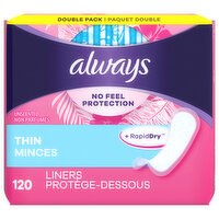 Always Liners, Thin, Unscented, Double Pack, 120 Each