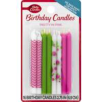 Betty Crocker Birthday Candles, Pretty in Pink, 2.75 Inch, 16 Each