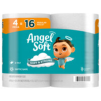 Angel Soft Bathroom Tissue, Unscented, Mega, 2-Ply, 4 Each