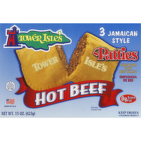 Tower Isle's Turnovers, with Beef Filling, Hot Beef, Jamaican Style, 3 Each