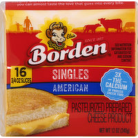 Borden Cheese Product, Pasteurized Prepared, American, Singles, 16 Each