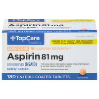 TopCare Aspirin, Low Dose, 81 mg, Enteric Coated Tablets, 180 Each