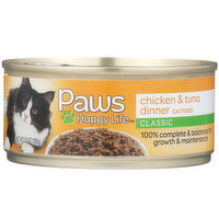 Paws Happy Life Cat Food, Chicken & Tuna Dinner, Classic, 5.5 Ounce