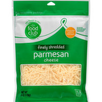 Food Club Finely Shredded Cheese, Parmesan, 6 Ounce