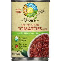 Full Circle Market Tomatoes in Water, Organic, with Green Chilies, Petite Diced, 10 Ounce