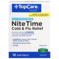 TopCare Cold & Flu Relief, NiteTime, Multi-Symptom Relief, Softgels, 1 Each