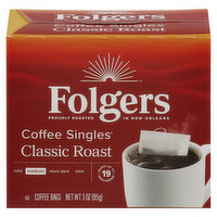 Folgers Coffee, Medium, Classic Roast, Bags, 3 Ounce