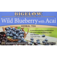 Bigelow Herbal Tea, Wild Blueberry with Acai, Tea Bags, 20 Each