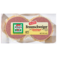 Jones Dairy Farm Liverwurst, Braunschweiger, Sliced, 8 Ounce