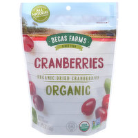 Decas Farms Cranberries, Organic, Dried, 5 Ounce