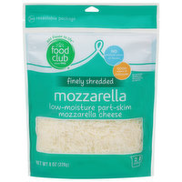 Food Club Finely Shredded Cheese, Part-Skim, Low-Moisture, Mozzarella, 8 Ounce