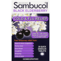 Sambucol Cold & Flu Relief, Black Elderberry, Tablets, Family Pack, 30 Each