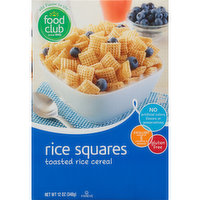 Food Club Rice Squares Toasted Rice Cereal, 12 Ounce