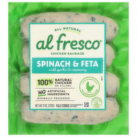 Al Fresco Chicken Sausage, with Garlic & Rosemary, Spinach & Feta, 11 Ounce