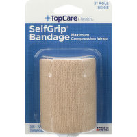 TopCare Bandages, Self-Grip, Athletic, 3 in, Beige, 1 Each