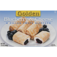 Golden Crepe Blintzes, Filled, Blueberry & Cheese, 6 Each