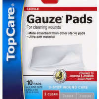 TopCare Gauze Pads, All One Size, 10 Each