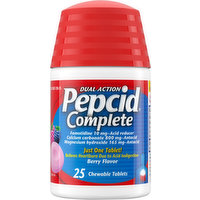 Pepcid Acid Reducer/Antacid, Dual Action, Berry Flavor, Chewable Tablets, 25 Each