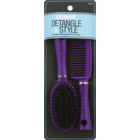 conair Brush and Comb Set, Mid-Size Cushion, Detangle & Style, 1 Each