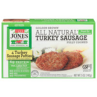 Jones Dairy Farm Turkey Sausage Patties, All Natural, Golden Brown, 4 Each