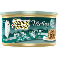 Fancy Feast Wet Cat Food, Medleys Shredded Turkey Fare With Garden Greens in a Savory Broth, 3 Ounce