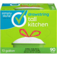 Simply Done Drawstring Gallon Tall Kitchen Bags, 13 Gallon