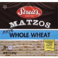 Streit's Matzos, 100% Whole Wheat, No Salt Added, 11 Ounce