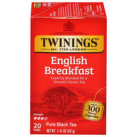 Twinings of London English Breakfast 100% Pure Black Tea Bags, 20 count, 1.41 oz, 20 Each