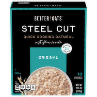 Better Oats Oatmeal, with Flax Seeds, Quick Cooking, Steel Cut, Original, 10 Each